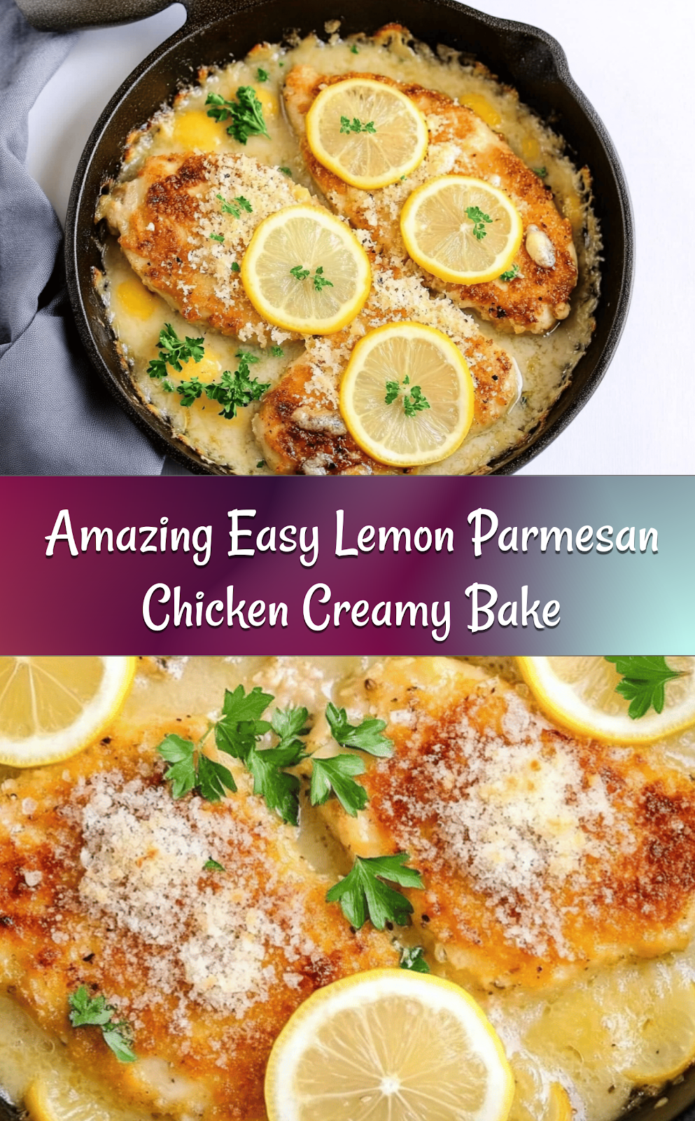 Amazing Easy Lemon Parmesan Chicken Creamy Bake