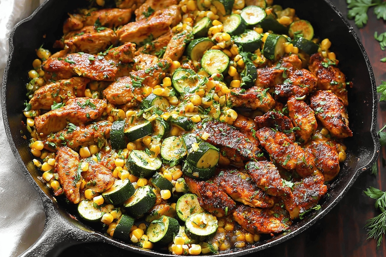 Garlic Butter Chicken with Zucchini and Corn - One-Pan, 30-Minute Meal