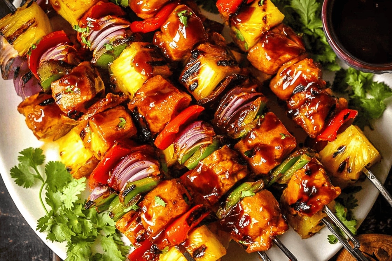 Hawaiian Grilled Teriyaki Chicken Pineapple Skewers