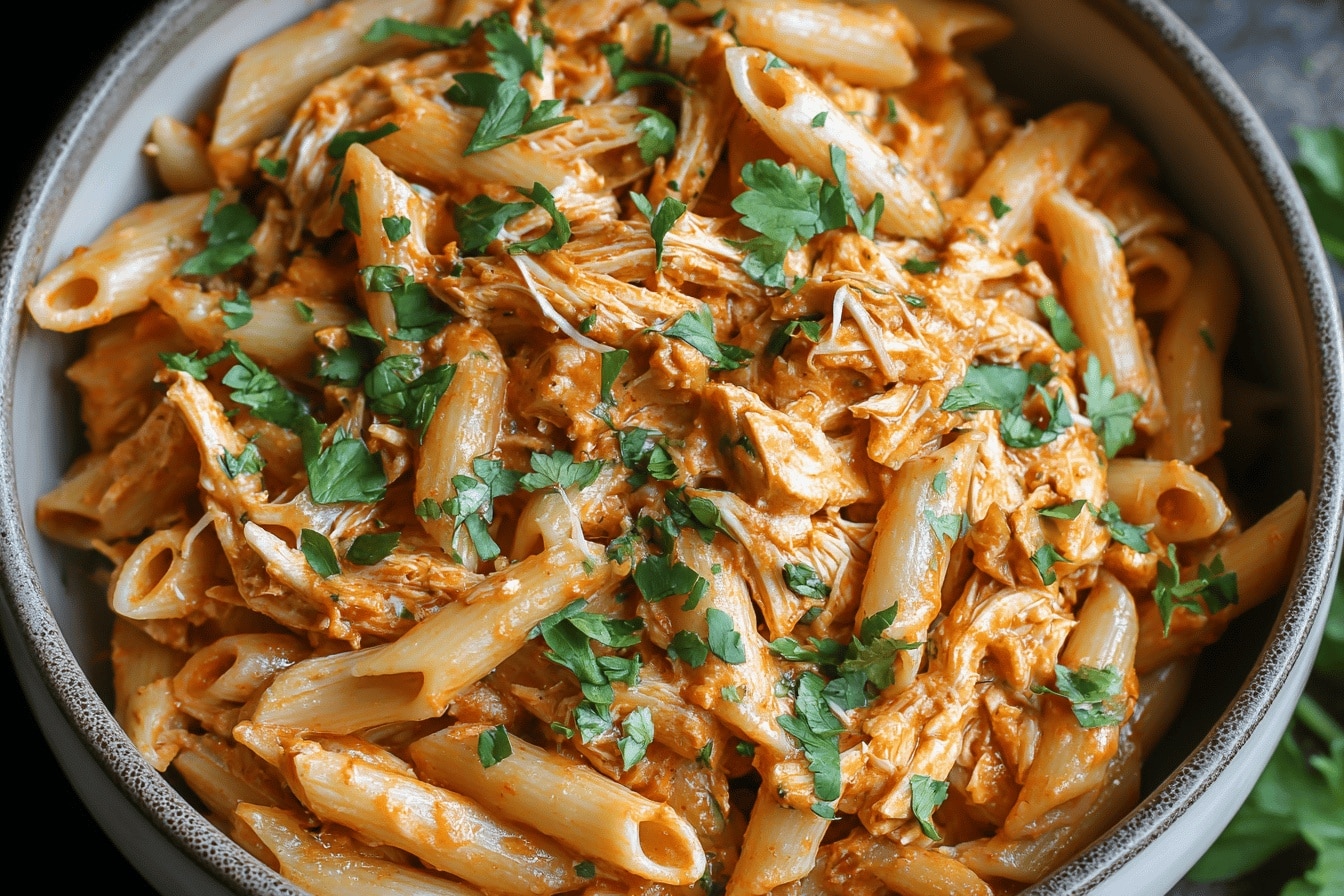 Crockpot Buffalo Chicken Pasta