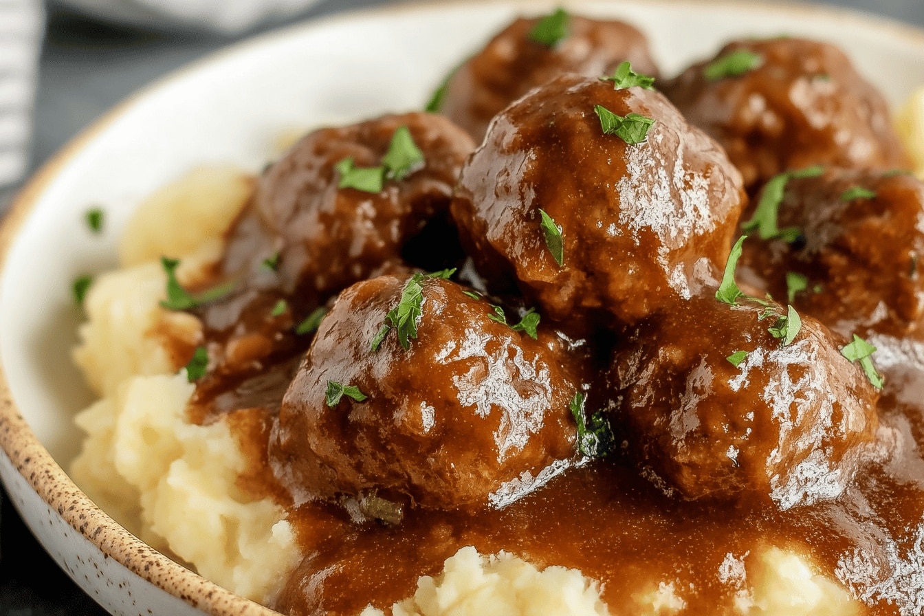 Tasty Slow Cooker Salisbury Steak Meatballs Recipe