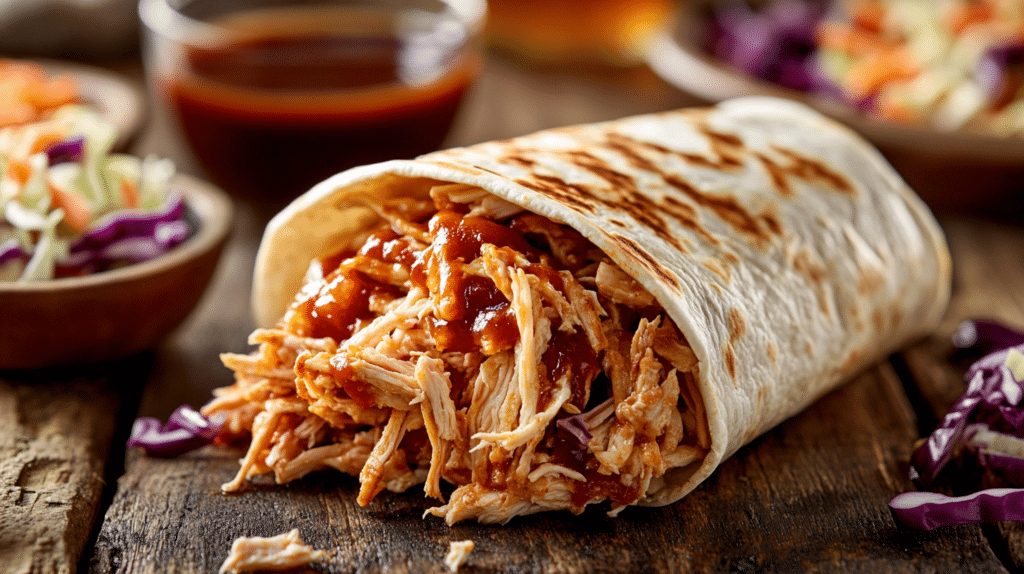 Carolina Pulled Chicken Wraps with Tangy Slaw - Southern Flavor